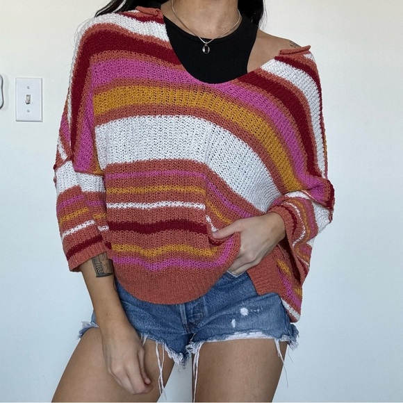 Wonderly Colorful Striped Oversized Top Small - Picture 1 of 4